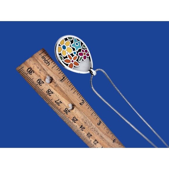 Brighton Spring Meadow Enamel Flower Silver Retired Necklace. Multi Colored - Picture 3 of 5